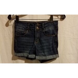 Wax Jeans Butt I Love You Blue Denim Stretch Cutoff Shorts Size Small‎